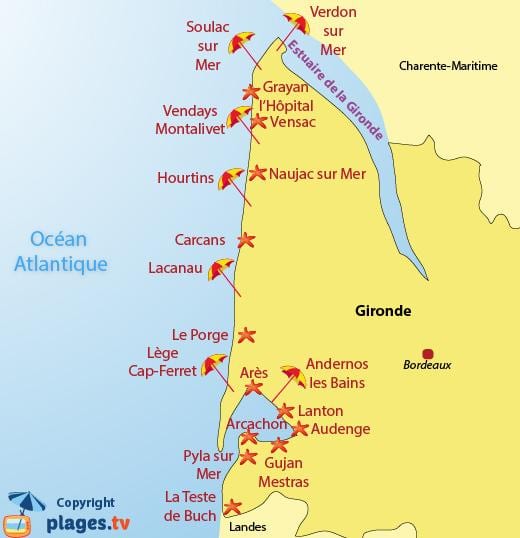 kaart Bordeaux ' s beach