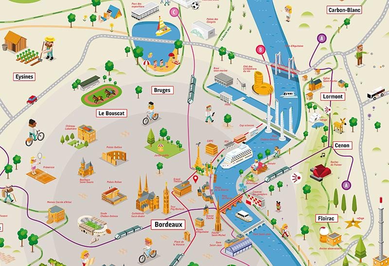 Bordeaux ja seda ümbritseva ala kaart