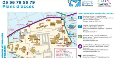 Kaart Bordeaux ' haiglas
