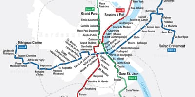 Trammi-kaart Bordeaux prantsusmaa